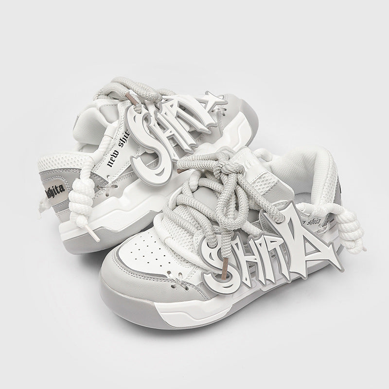 Denim Canvas Brotschuhe Plateau Sneakers