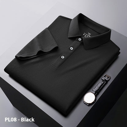 Men's Solid Color Polo Collar Business Casual Short-sleeved T-shirt