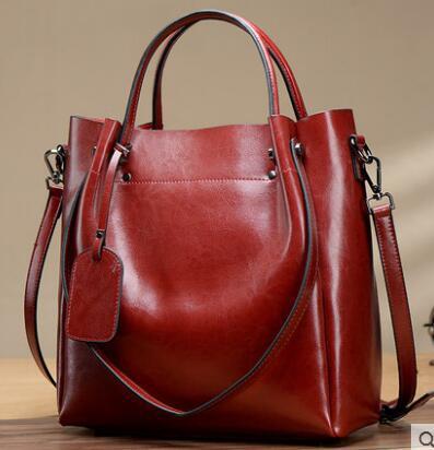 Women's Fashion Handmade Portable Oil Wax Cattle Leather Bag
