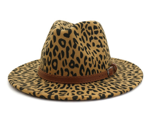 New leopard fur autumn and winter jazz hat