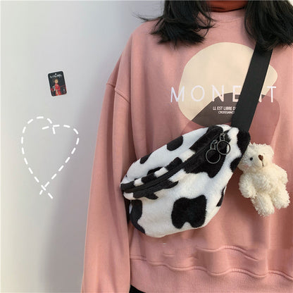 Girls cow print canvas bag