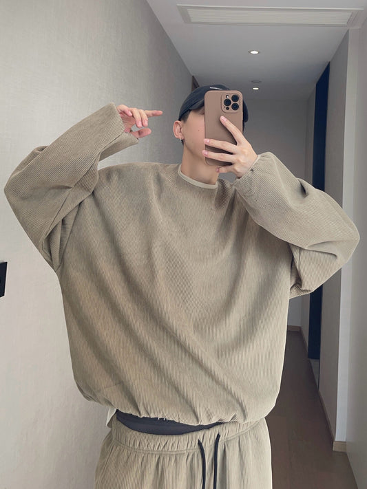 DROP SHOULDER PULLOVER LINED SWEATER