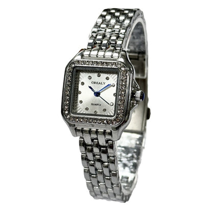 Classic Retro Square Waterproof Women's Diamond-embedded Watch