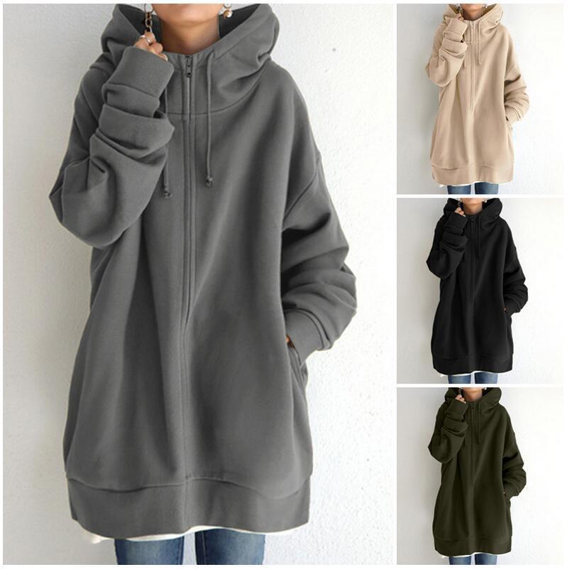 Women's Fuzzy Hoodies Long Sport Pullover Hoodie Full-Zip