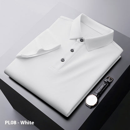 Men's Solid Color Polo Collar Business Casual Short-sleeved T-shirt