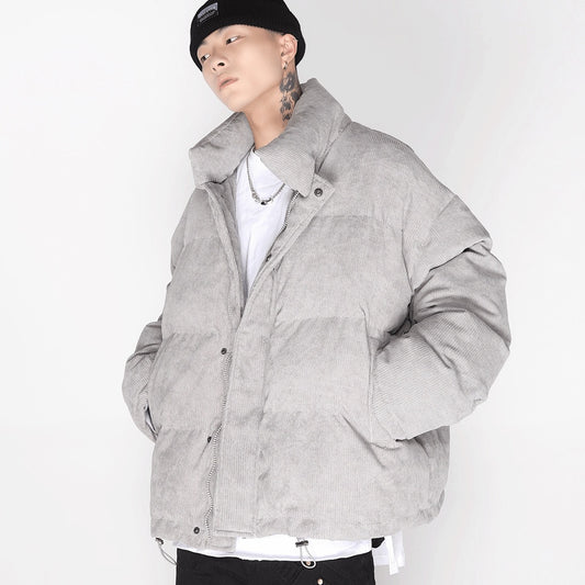 Pure Color Corduroy Padded Jacket for Men
