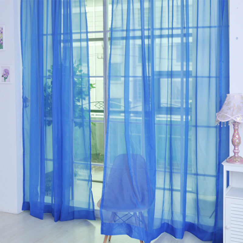 Solid Color Glass Mesh Curtains Transparent Color Ready-made Curtain Punch-free