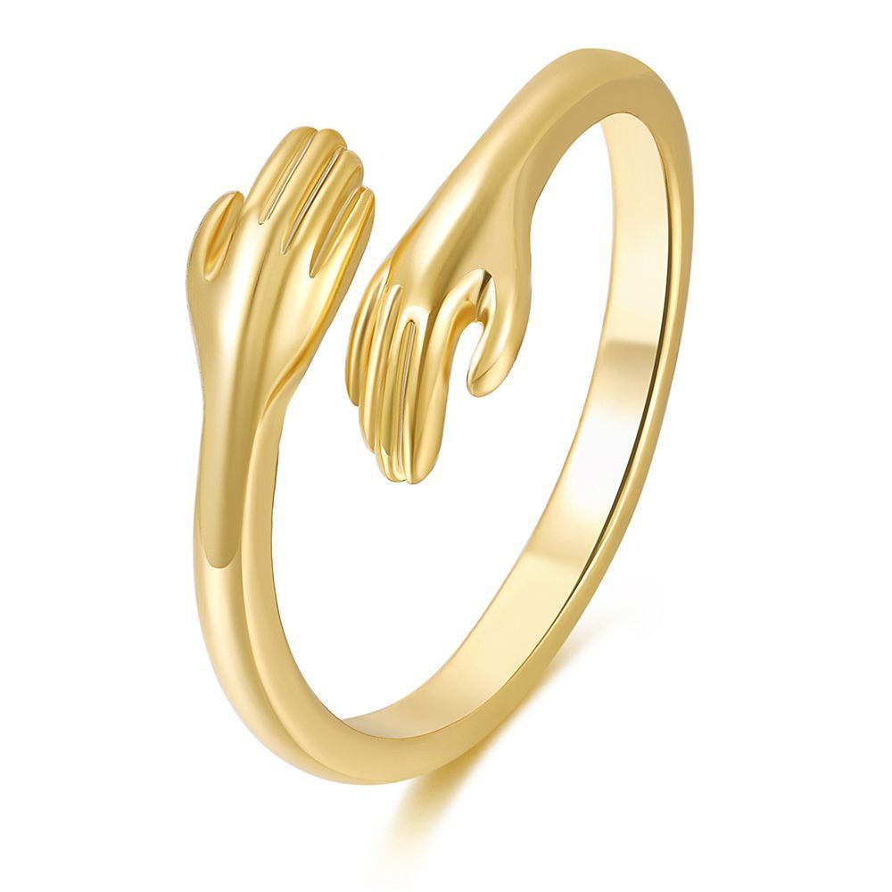Hug Gesture Ring 18K Gold Color Preserving Jewelry