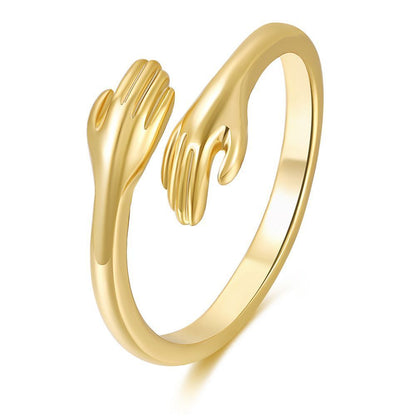 Hug Gesture Ring 18K Gold Color Preserving Jewelry