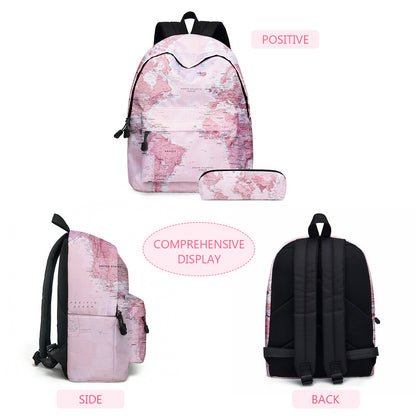 Europe and America map two-piece schoolbag