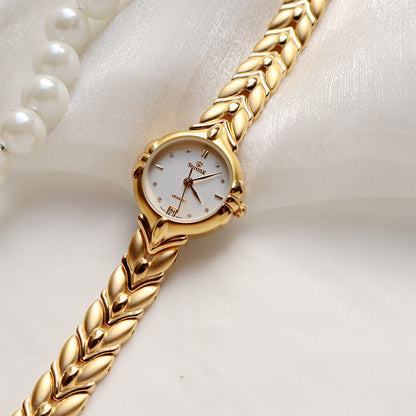 Retro Minority Round placer Gold Bracelet Women's All-match Small Watch
