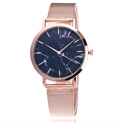 Vansvar fashion brand silver and gold mesh band creative marble wristwatch