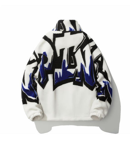 Fashion Printed Loose New Men's Fleece Cotton-padded Coat