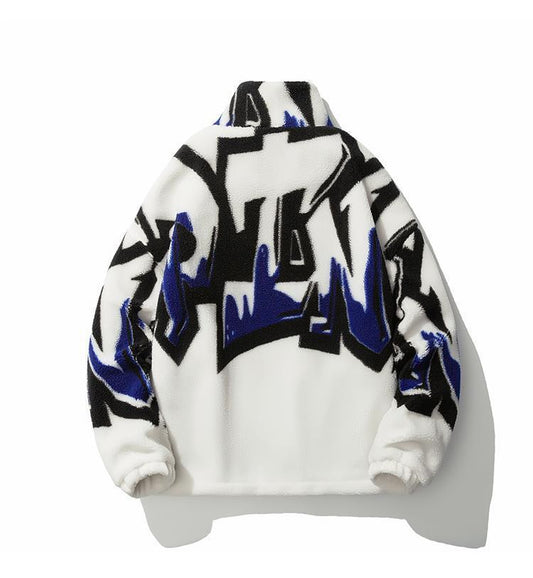 Modischer, bedruckter, lockerer, neuer Herren-Fleece-Baumwollmantel