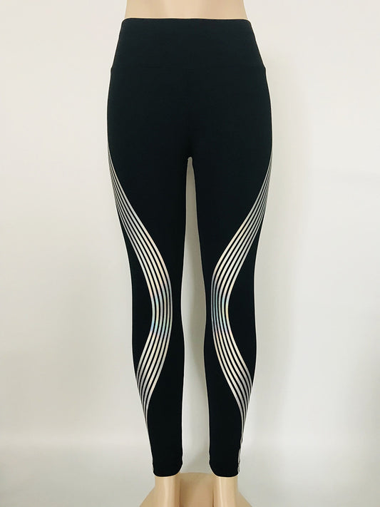 Reflective Glow in the Dark Night Light Laser Stripes Fitness Yoga Pants