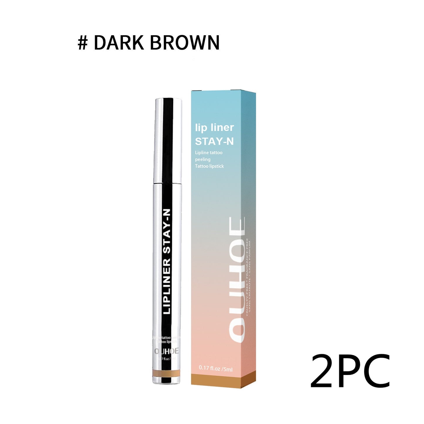 Lip Liner Pen Dark Brown Waterproof Long Lasting Plump Soft Lip Gloss