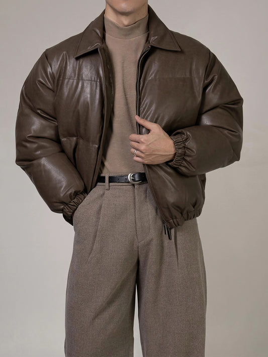 LEATHER PUFFER JACKET