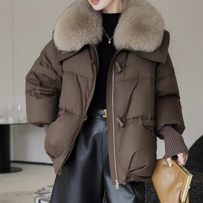 Down Cotton-padded Women's Short Fur Collar Thickened Jacket