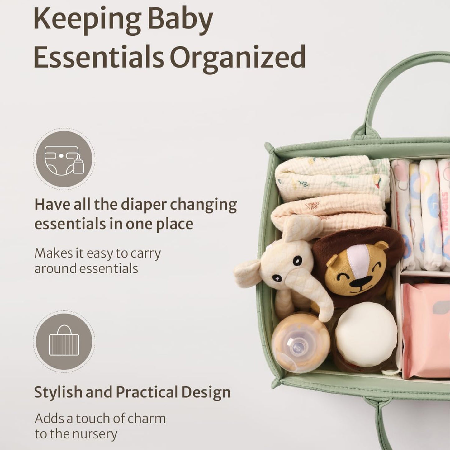 Baby Diaper Caddy Organizer, Stylish Storage Basket For Newborn Essentials