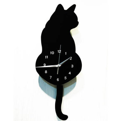 Wall  Quartz Clock Mute Cute Cat With Tail
