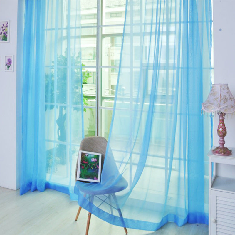 Solid Color Glass Mesh Curtains Transparent Color Ready-made Curtain Punch-free