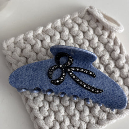 Blue Denim Jeans Style Acetate Hair Simple Shark Claw