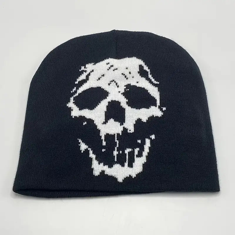 Gothic Skull Printed Jacquard Beanie Hat