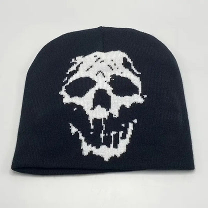 Gothic Skull Printed Jacquard Beanie Hat