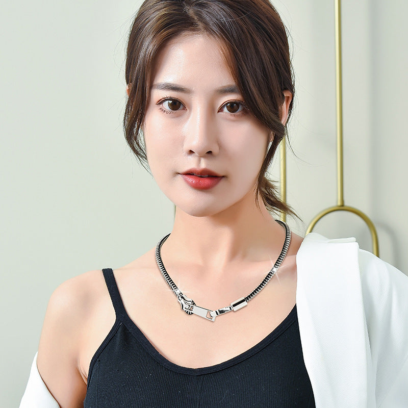 Hip Hop One Style Dual-wear Zipper Necklace