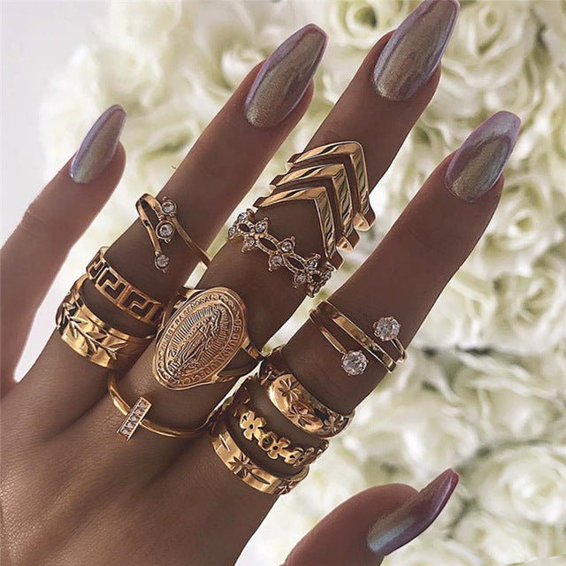 13-Piece vintage diamond ring set