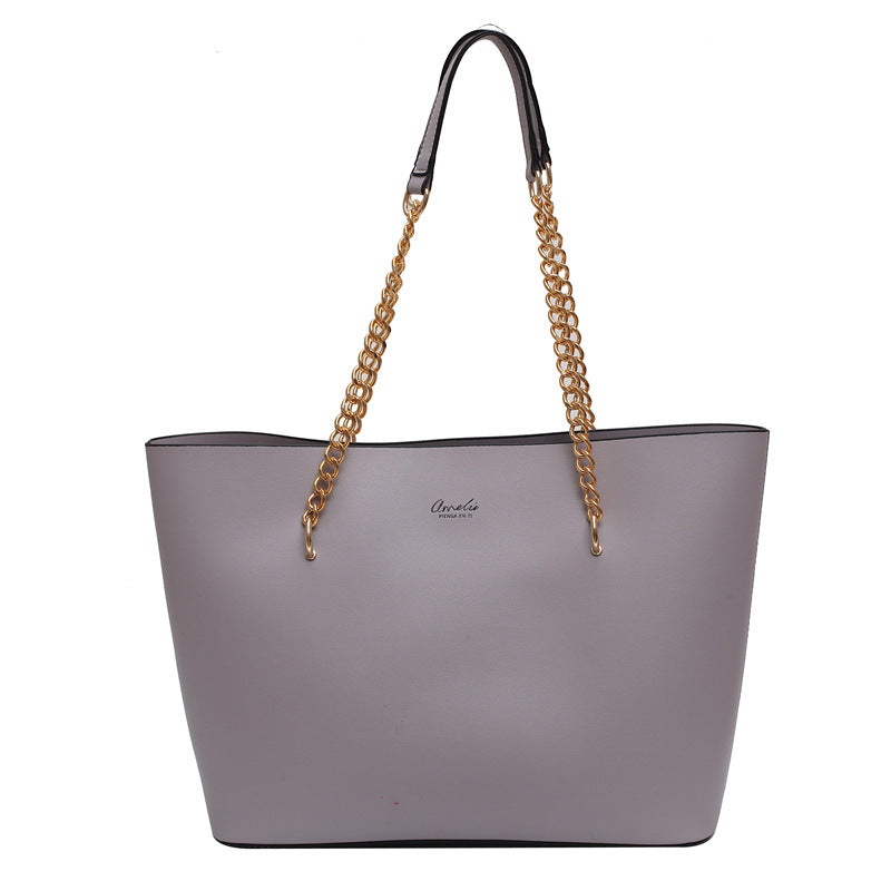 Korean Style Ladies Chain Tote Brown Handbag