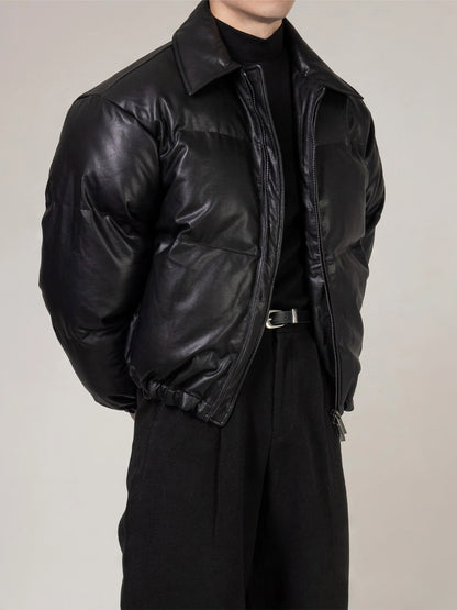 LEATHER PUFFER JACKET