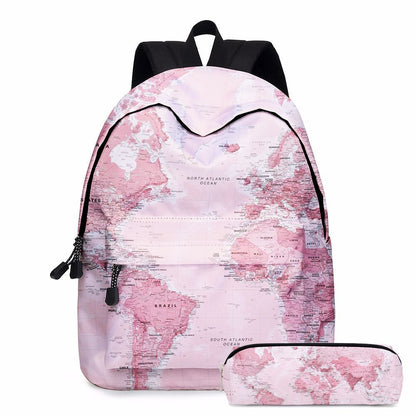 Europe and America map two-piece schoolbag