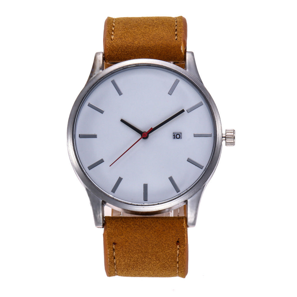 Business Large Dial Watch For Men's Matte Belt Simple Quartz Wrist Watch