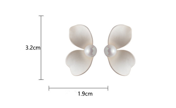 Sterling Silver Needle Mori Style Fresh Flower Stud Earrings New Spring And Summer Pearl