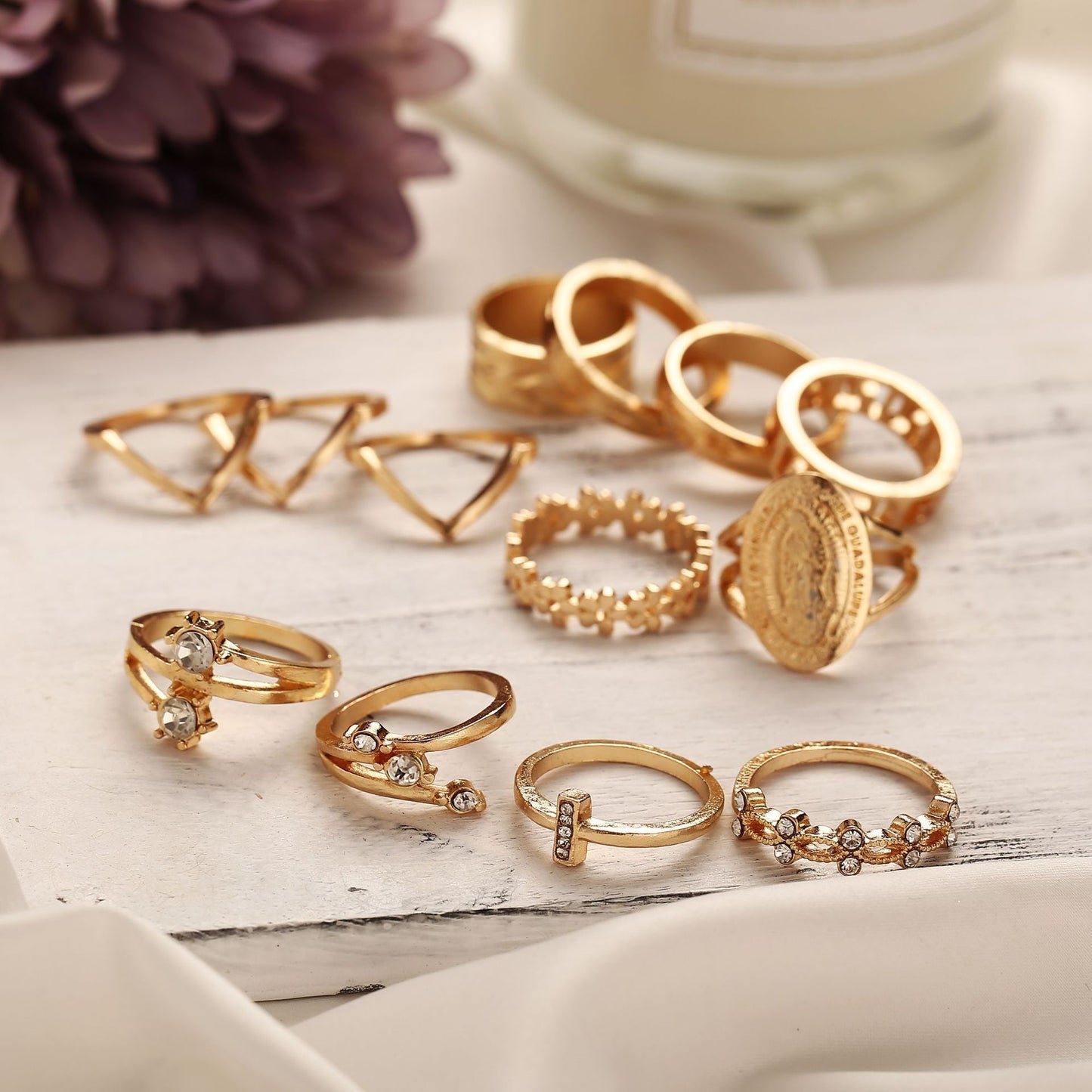 13-Piece vintage diamond ring set