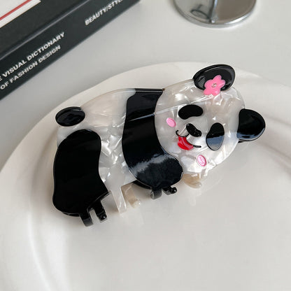 Cartoon Panda Acetate Grip Cute Animal Hair Claws