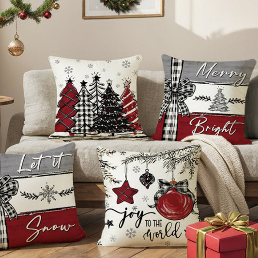 Christmas set of 4 Cushion Cover Pillowcase Merry Christmas Decor