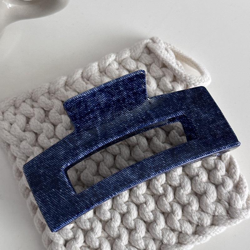 Blue Denim Jeans Style Acetate Hair Simple Shark Claw