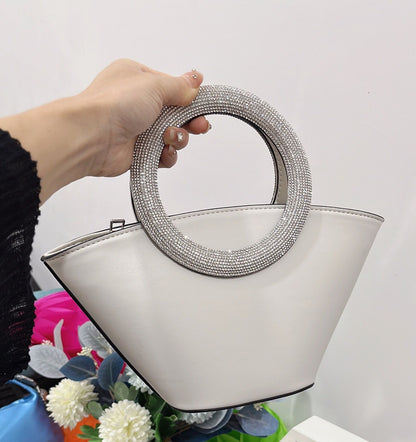 Diamond Round Handle Portable Basket Bag