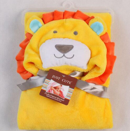 Baby fleece Cartoon Style bath hooded towel