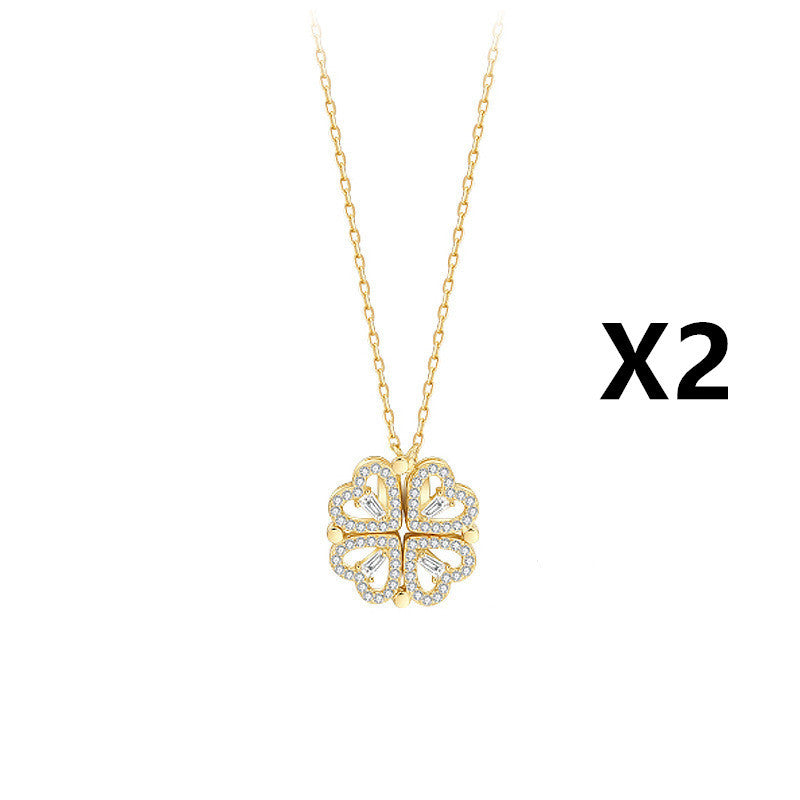 Explosive Style Detachable Deformed Four-leaf Clover Necklace