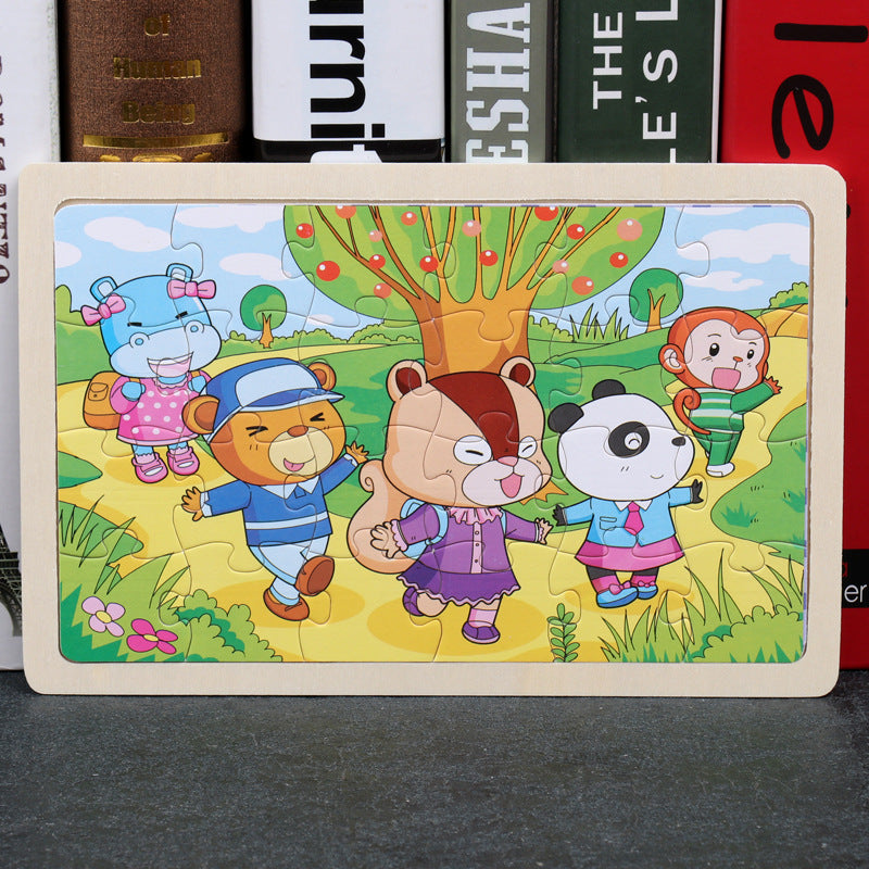 80PCS wooden educational development baby kids training toys children animal puzzle