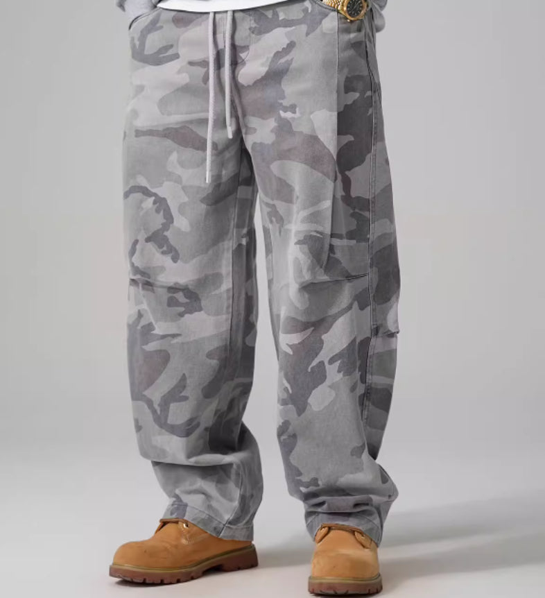 CAMOUFLAGE DRAWSTRING CARGO PANTS