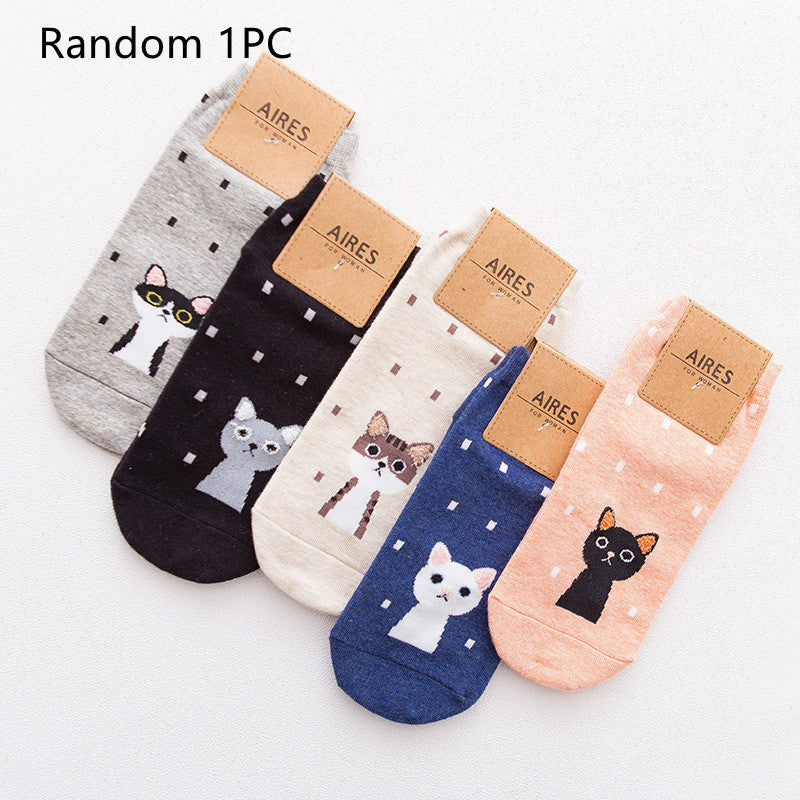 Women's three-dimensional Cartoon Animal 5 Pair Cotton Socks