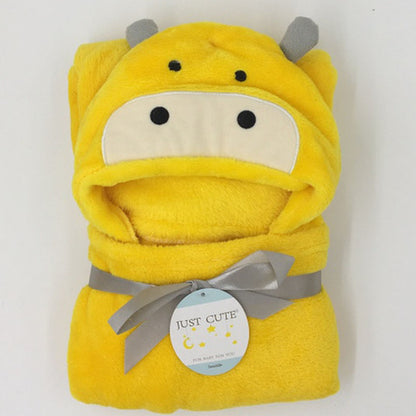 Baby fleece Cartoon Style bath hooded towel