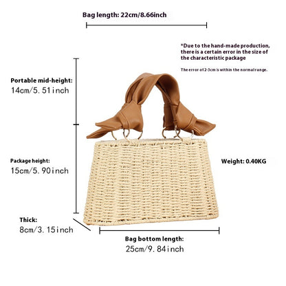 Seaside Vacation Versatile Portable PU Straw Material Bag