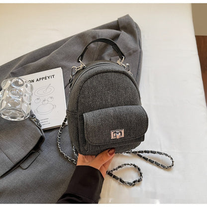 Korean Style Solid Color High-end British Casual Backpack