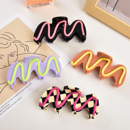 New Candy Color Checkerboard Acetate Hair Claw