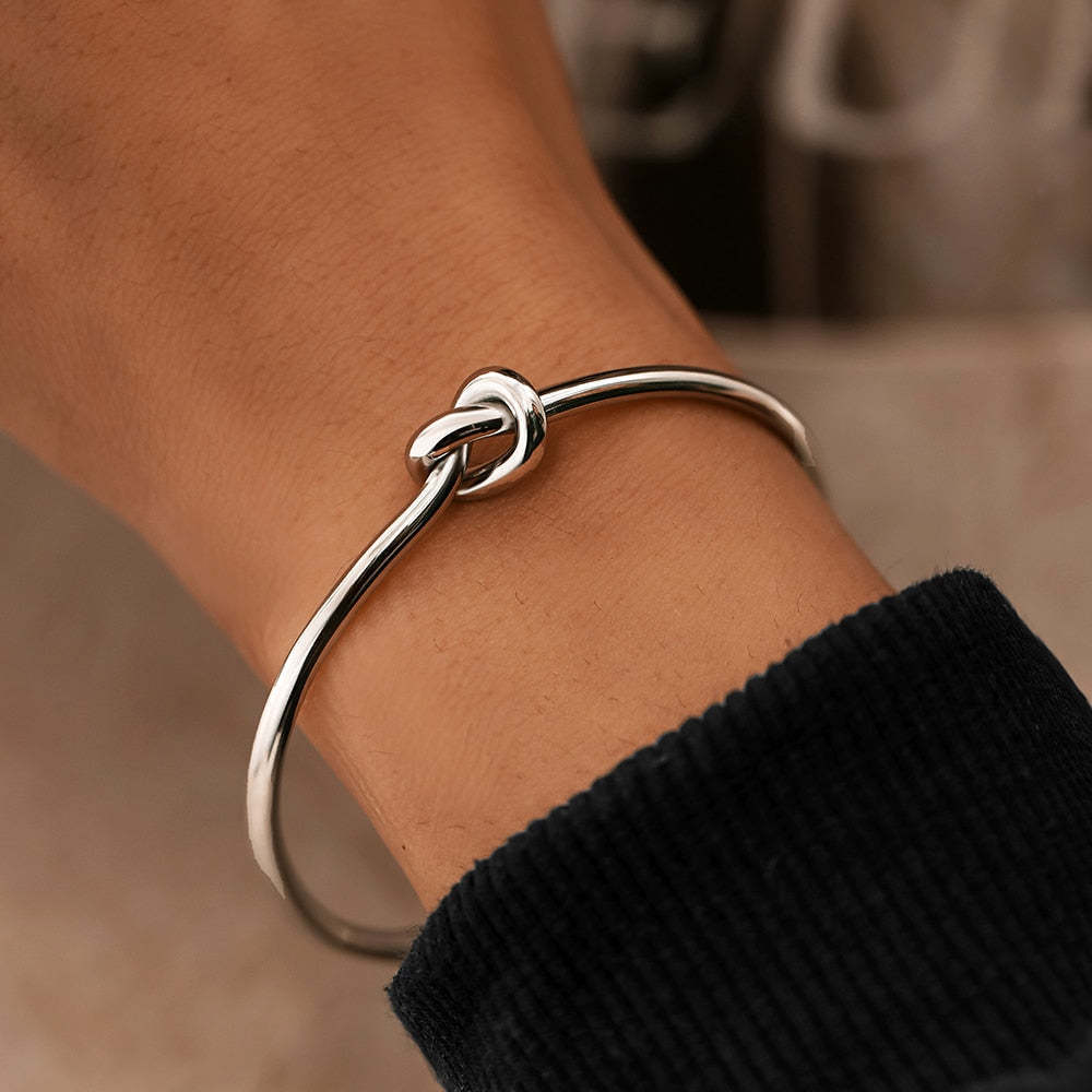 Titanium Steel 18K Gold Plating Knotted C- Shaped Bracelet & Watch Ornament